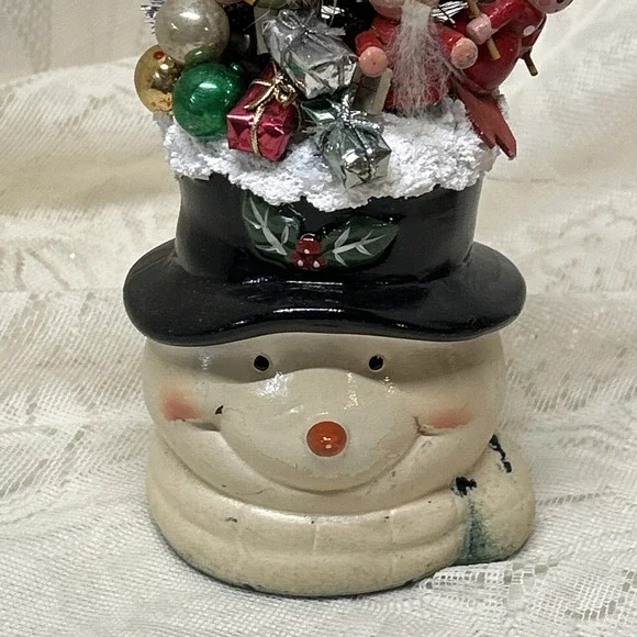 Vintage Snowman Vase‎ Christmas Wooden Ornaments Toys Assemblage Display Gift - Picture 6 of 11
